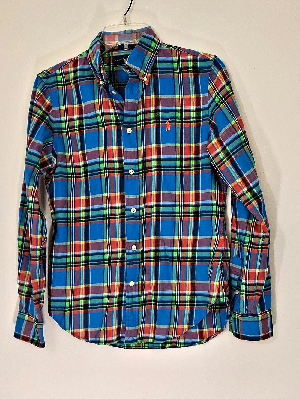 Ralph Lauren Plaid Cotton Button Down Size 6 Like New